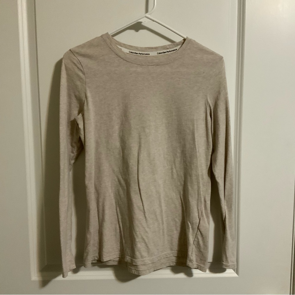 Calvin Klein Performance 100% Cotton Shirt Size M Color Cream Tan Comfortable